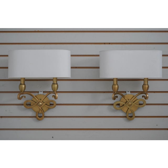 Set of 8 Modern Design Brass Lighted Wall Sconces For Sale - Image 9 of 9