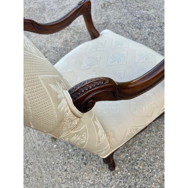 Cream Mid 20th Century Carved Bishops French Upholstered Chair For Sale - Image 8 of 12