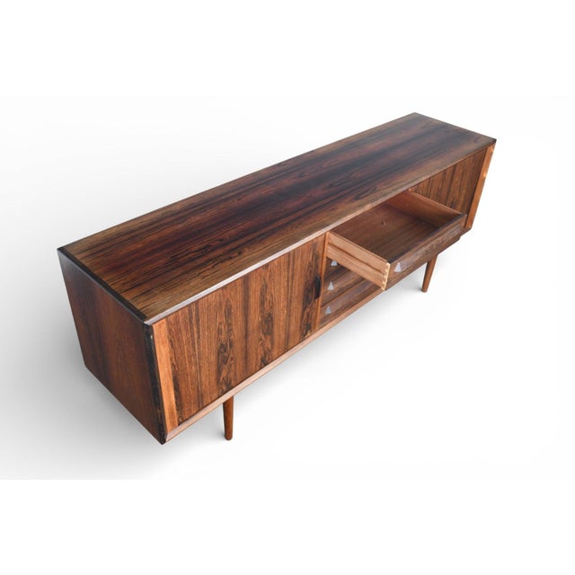 Brown Mid 20th Century Ib Kofod Larsen Brazilian Rosewood Credenza With Tambour Doors For Sale - Image 8 of 13