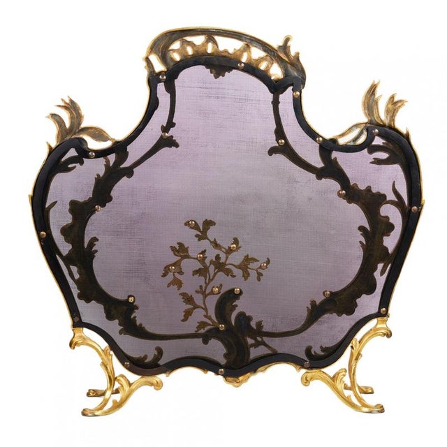 Louis XV Style Gilt Bronze Fireplace Screen, France, 19th Century For Sale - Image 4 of 5