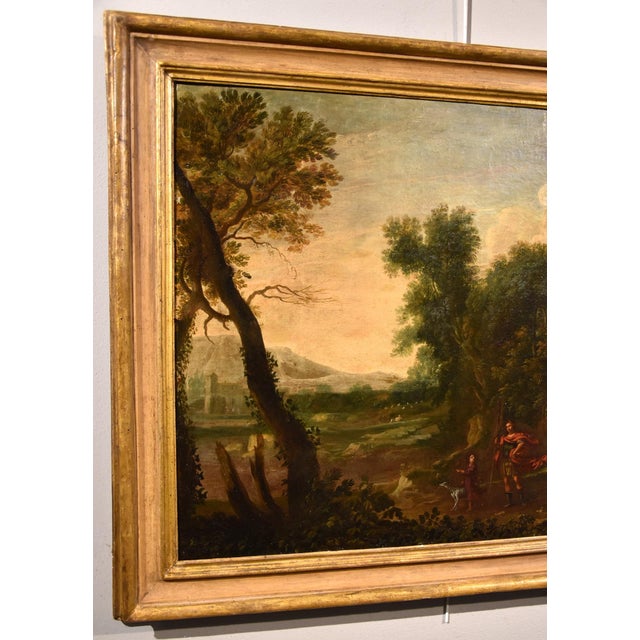 Baroque Gaspard Dughet / Gaspard Poussin, Landscape with Archangel Raphael & Tobias, 1660, Oil on Canvas For Sale - Image 3 of 16