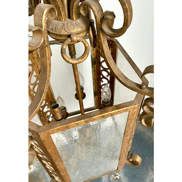 French Country Vintage Regency Gilt Rings Lantern For Sale - Image 3 of 12