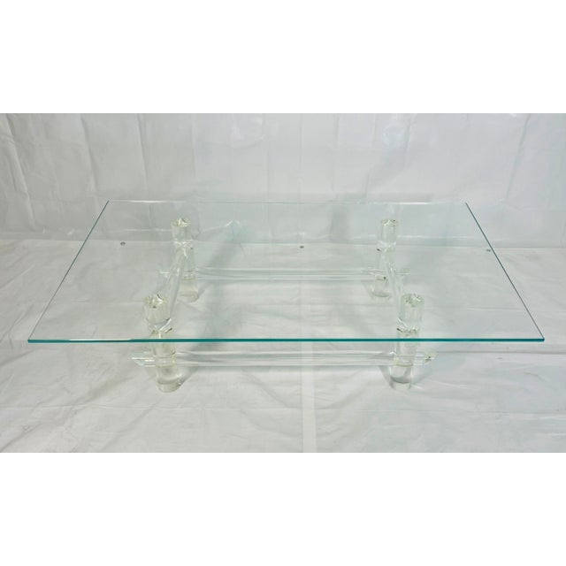 Mid-Century Modern Lucite Rod & Glass Coffee Table Attributed to Les Prismatiques, 1970s For Sale - Image 3 of 18