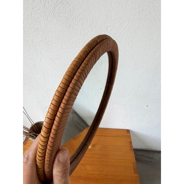 Vintage Round Wicker Mirror, 1960s For Sale - Image 11 of 17