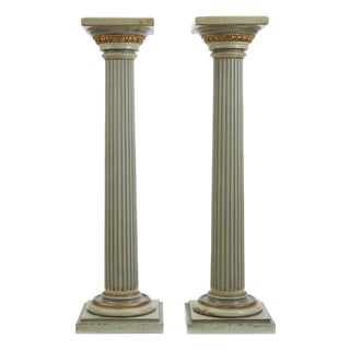 Light Green Lacquered Columns, 1950s, Set of 2 For Sale