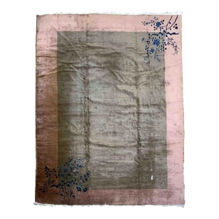 1920s Handmade Antique Art Deco Chinese Rug For Sale