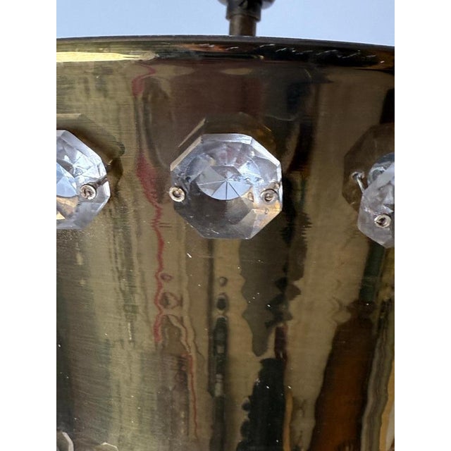 Hollywood Regency Hanging Lamp in Brass and Lead Crystal, Austria, 1950s For Sale - Image 4 of 18