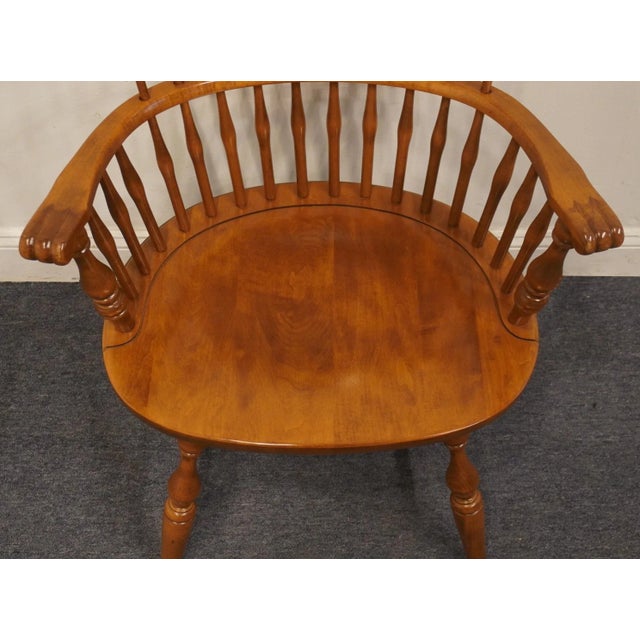 Brown Ethan Allen Heirloom Nutmeg Maple Comb Back Dining Arm Chair 10-6102a For Sale - Image 8 of 10