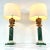 Green Pair of Faux Marble Wood Lamps on Lucite Bases For Sale - Image 8 of 12