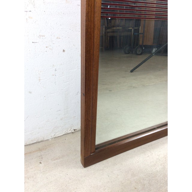 Mid Century Modern Tall Rectangular Wall Mirror With Unique Vinyl Printed Decal on Glass For Sale - Image 9 of 17