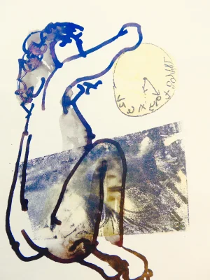 "Model With Time" Martha Holden Original Expressionist Figurative Drawing on Paper