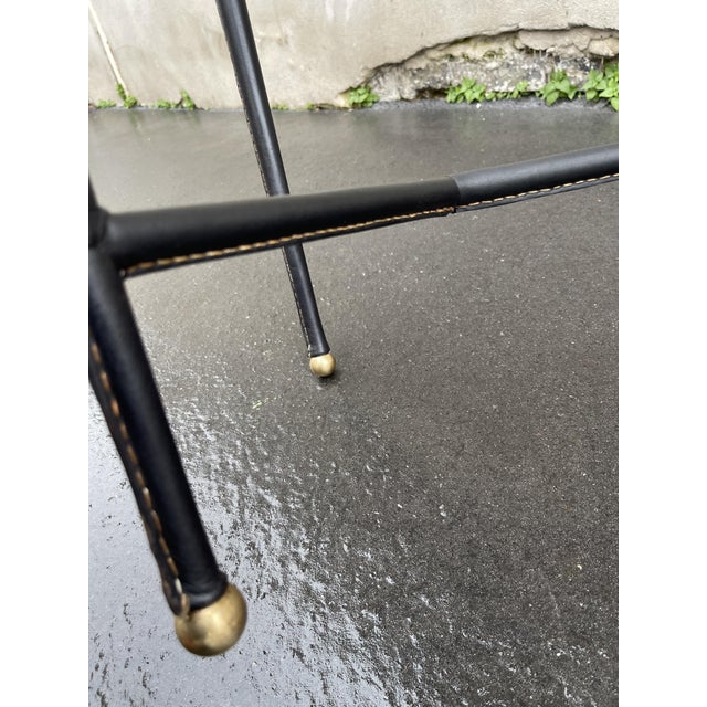 Stitched Leather Side Table by Jules Leleu, 1950s For Sale - Image 4 of 11
