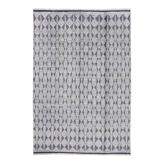 Gray Moroccan Style Area Rug - 09'02 X 13'04 For Sale