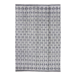 Vintage Modern Gray Moroccan Rug, 09'02 X 13'04 For Sale