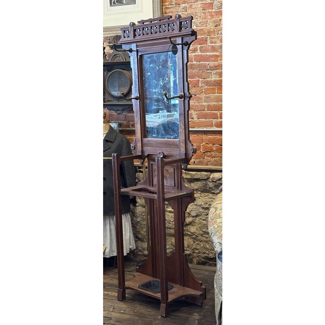 Early 21st Century Antique Victorian Mirrored Hall Tree or Coat Rack For Sale - Image 5 of 9