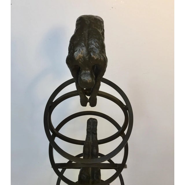 Brutalist Modern Iron Divers on Marble Stand Sculpture For Sale - Image 9 of 12