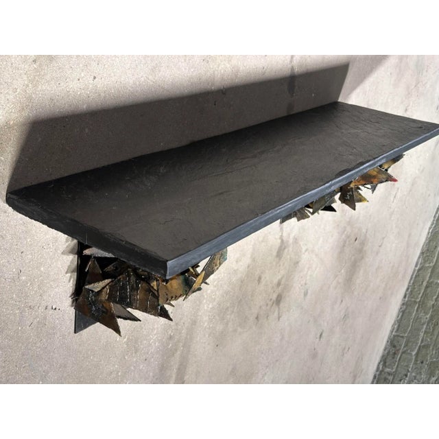 Early Paul Evans Sculpted Steel Poly Chrome Wall Shelf Console Table, 1960 For Sale - Image 10 of 10