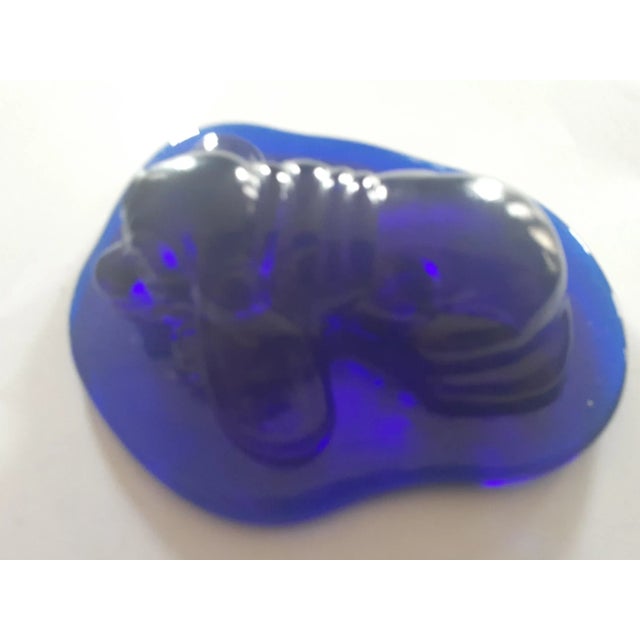 Blenko Contemporary Blenko Cobalt Blue Art Glass Sleeping Dog Figurine For Sale - Image 4 of 6