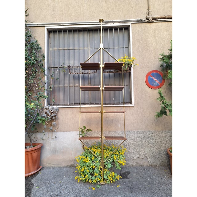 Floor-to-Ceiling Bookcase in Brass and Wood from Fedele Papagni For Sale - Image 14 of 17