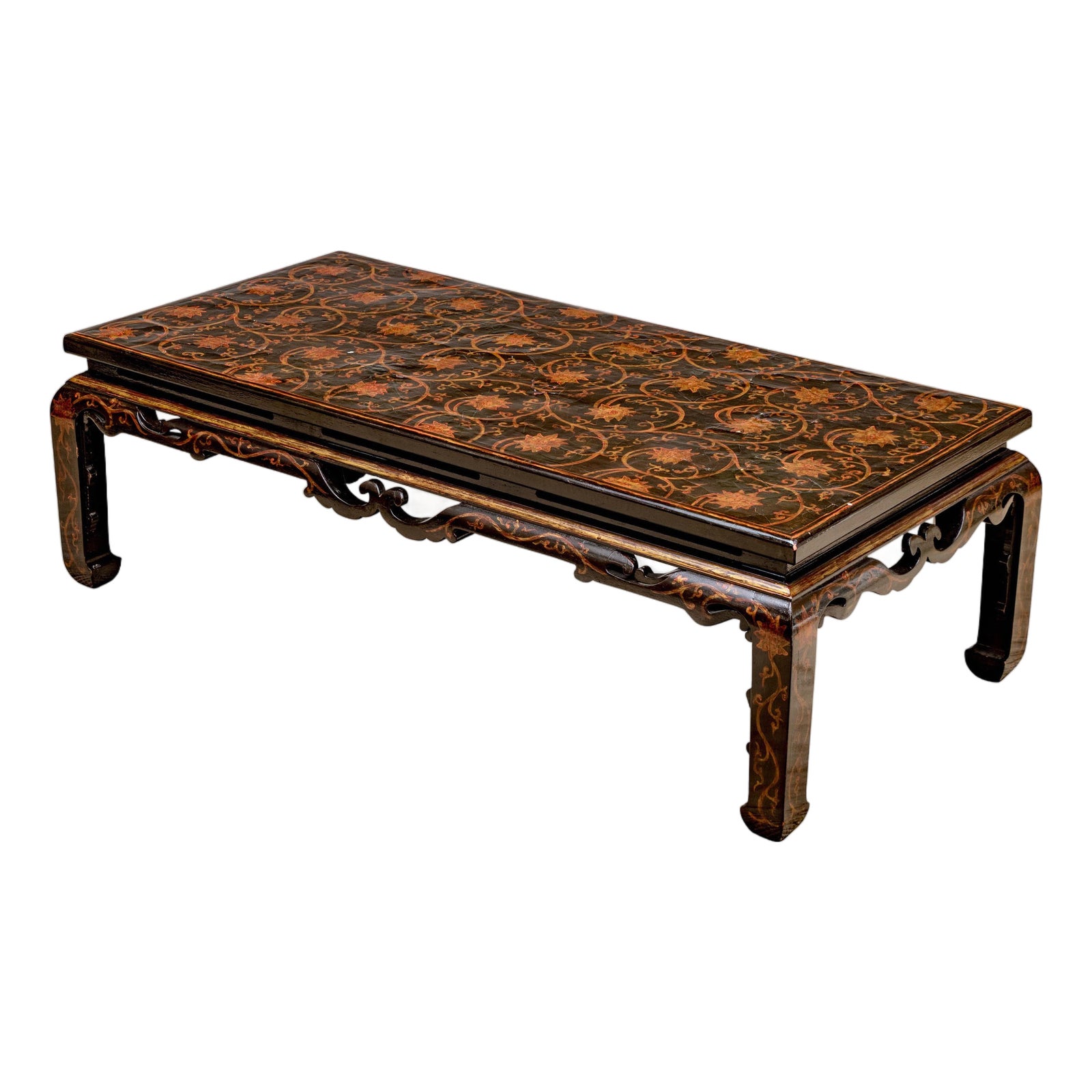 Vintage Chinoiserie Rectangular Lacquered Coffee Table | Chairish