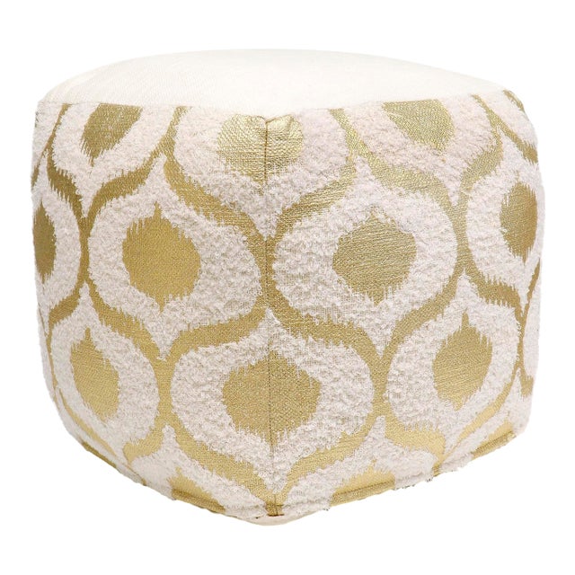 Pasargad Grand Canyon Cotton Pouf, Gold Foiled For Sale