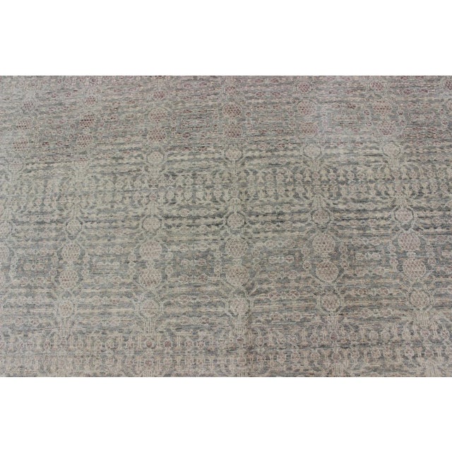 Transitional Finely Woven Khotan Pomegranate Design in Gray/Green, Brown, Taupe by Keivan Woven Arts For Sale In Atlanta - Image 6 of 9