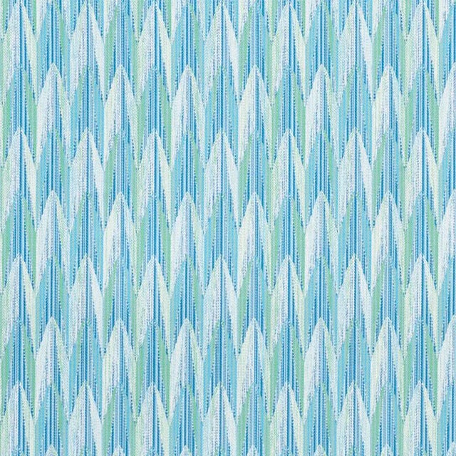 Sample - Schumacher X Neisha Crosland Verdant Fabric in Aqua & Leaf For Sale