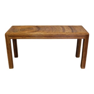 1960's Gabriella Crespi Style Pencil Reed Rattan Bamboo Console Table For Sale