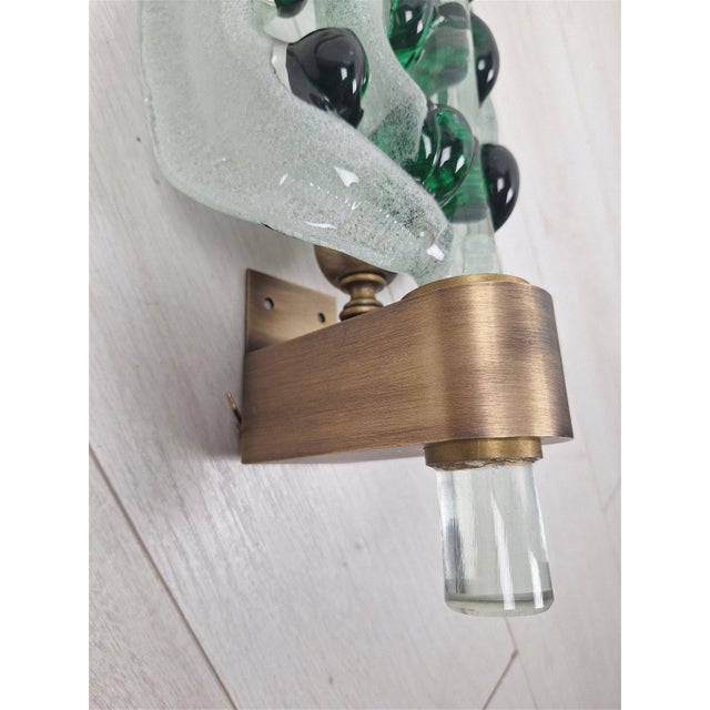 Metal Large Wall Light in Brass and Murano Glass, 1990s For Sale - Image 7 of 11