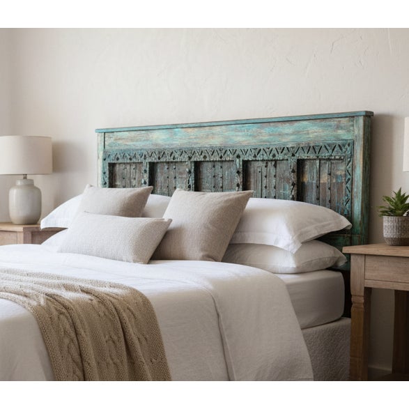 Make your bedroom unforgettable with this antique Indian door headboard, handcrafted from reclaimed solid wood and...