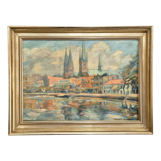 Otto Schulz Stradtmann, Lübeck, Oil Painting, 1920s, Framed For Sale