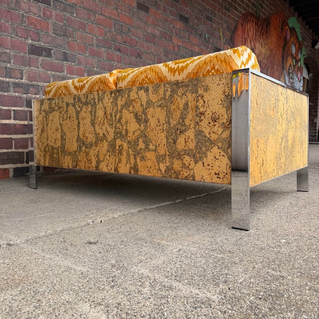 Gold Adrian Pearsall Chrome & Cork Loveseat Sofa for Craft Associates (1 of 2) For Sale - Image 8 of 12