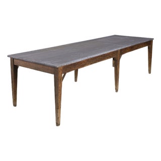 Antique French Oak Zinc Top Refectory Dining Table | Circa 1880 For Sale