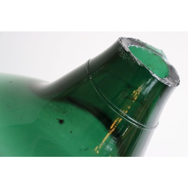 Aqua Vintage French Blown Glass Wide Neck Demijohn Carboy in Teal Green For Sale - Image 8 of 12