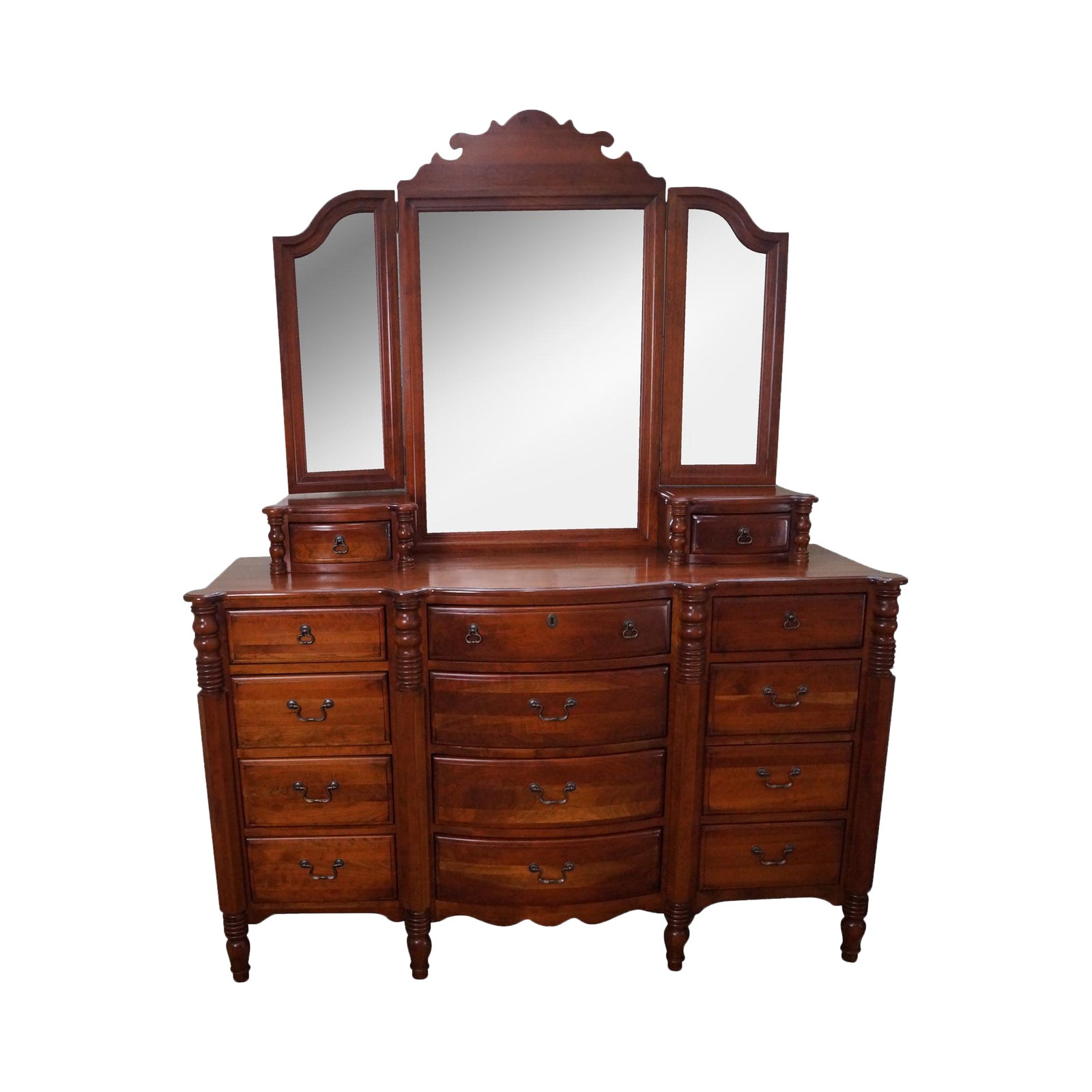 Richardson Brothers Solid Cherry Empire Style Dresser & Mirror Chairish