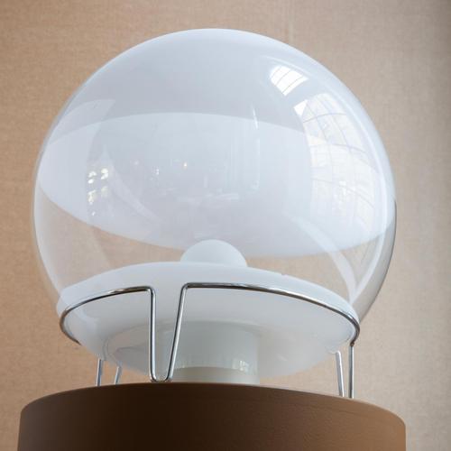 Metal Mid-Century Modern Steel & Glass Sfera Table Lamp by Angelo Mangiarotti For Sale - Image 7 of 11