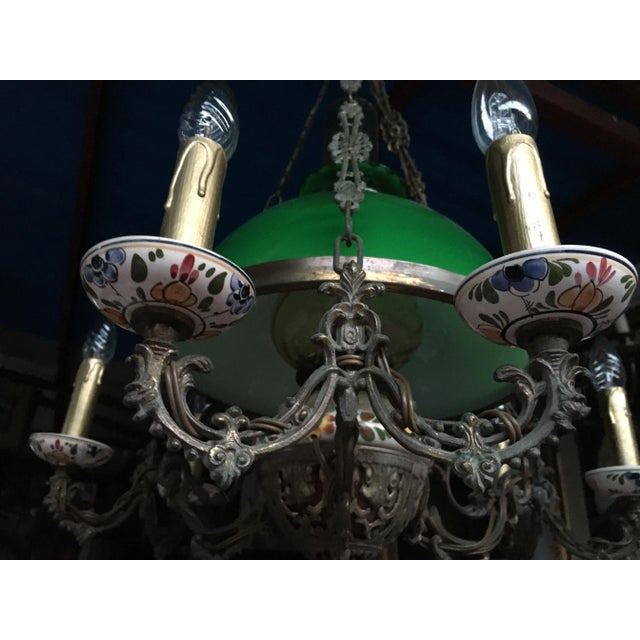 Vintage Glass and Metal Chandelier, 1950s For Sale - Image 12 of 18