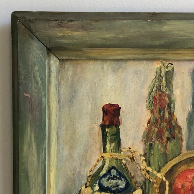 1951 Impressionist Still Life, Oil on Board — Framed For Sale - Image 4 of 12