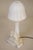Alabaster 1930s Art Deco Carved Alabaster Marble Two Love Birds Sculpture FairyTable Lamp Italy For Sale - Image 8 of 14