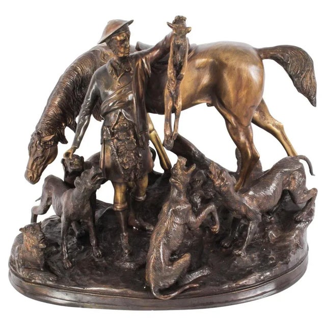Group of Hunter & Hounds with Fox, Late 20th Century, Bronze For Sale - Image 18 of 18