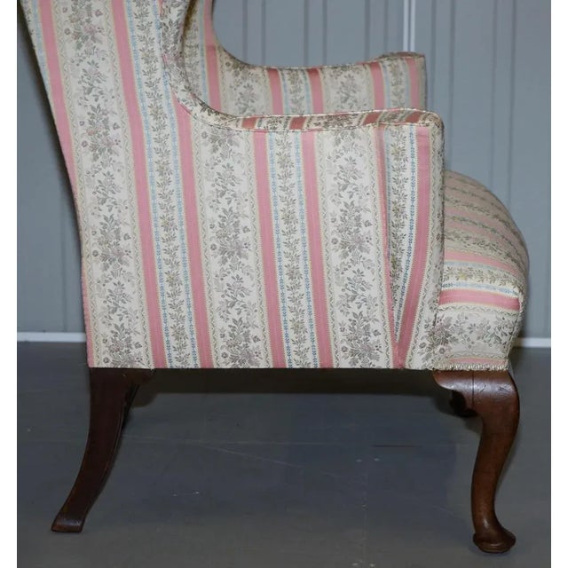 Regency Walnut Wingback Armchair with Striped Fabric from Howard & Sons For Sale - Image 11 of 18