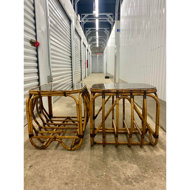 70s Rattan End Tables a Pair. For Sale - Image 10 of 12