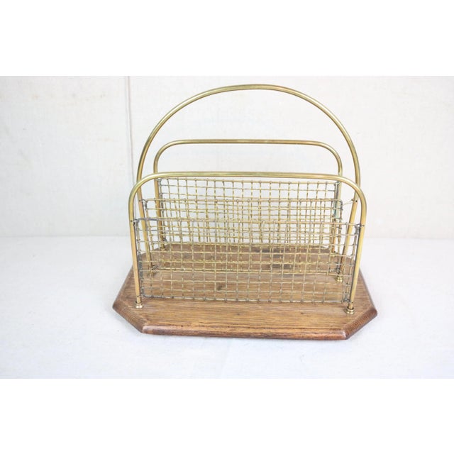 Edwardian Period Oak and Brass Magazine Stand For Sale - Image 4 of 7