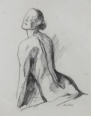 Anna Poole Posing Female Nude, Graphite on Paper, Late 20th Century