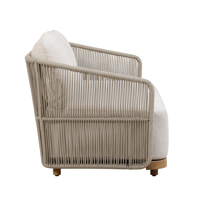 Alpine Teak Wood Outdoor Sofa With Biege Rope Design For Sale In Chicago - Image 6 of 12