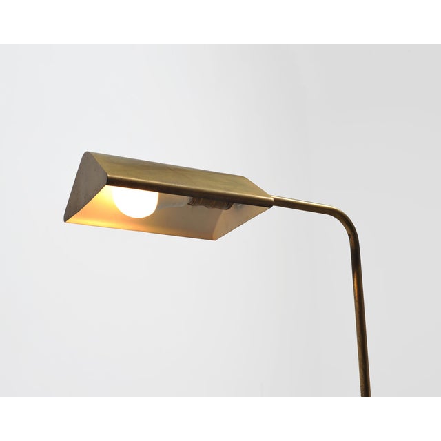 Mid-Century Patinated Brass Adjustable Pharmacy Floor Lamp For Sale - Image 10 of 16