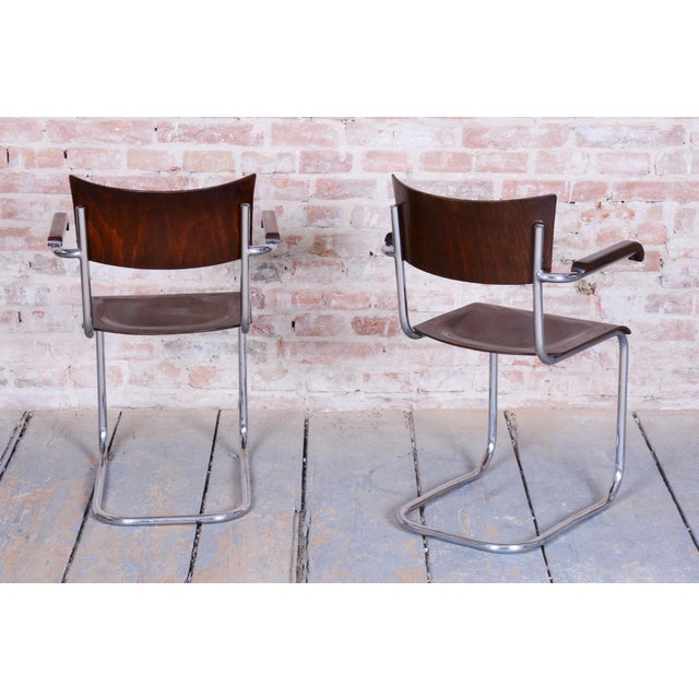 Bauhaus Chairs in Beech by R. Slezák, 1930s, Set of 2 For Sale - Image 4 of 11