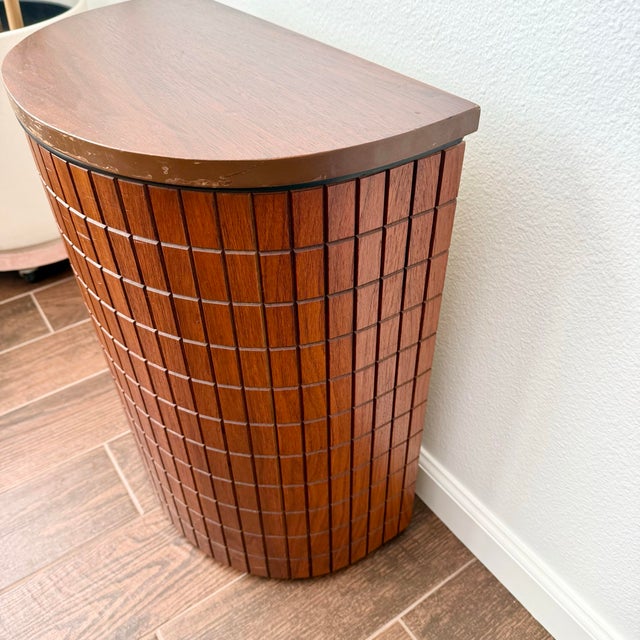Mid Century Modern Vintage Clothing Laundry Hamper Walnut & Metal MCM VTG For Sale In Palm Springs - Image 6 of 10