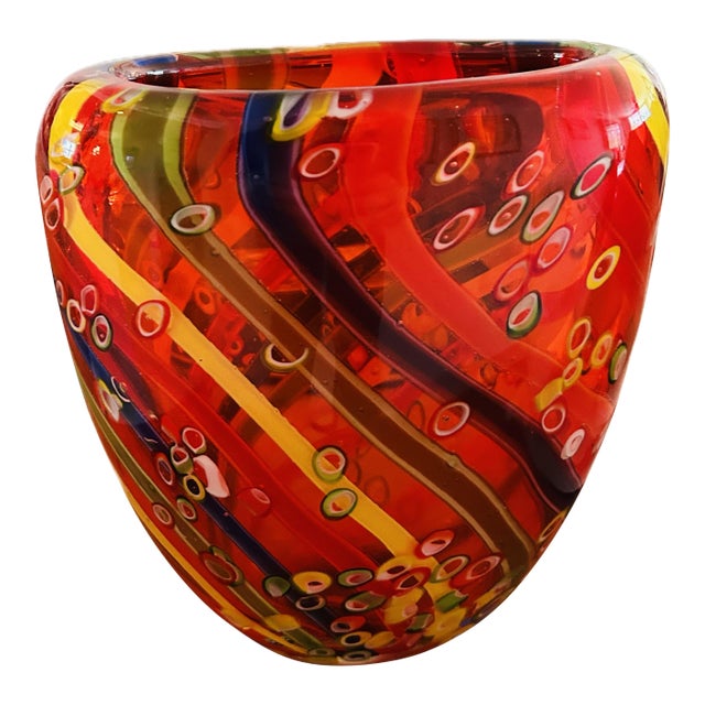 Murano Millefiori Glass Vase For Sale