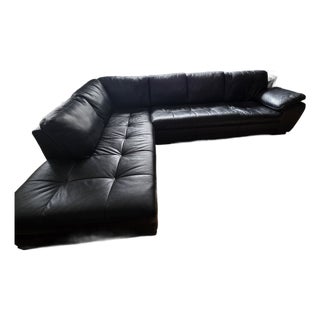 2 Piece Modern Leather Sectional Sofa and Corner Chaise by Palliser For Sale